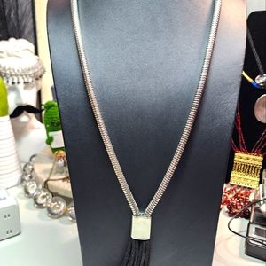 Silver Tone Tickle Tassel Necklace